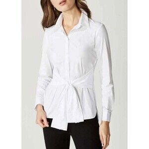 Bailey 44 Hold Me Tight Tie Button-Down Shirt White Tie Front Size Small Casual